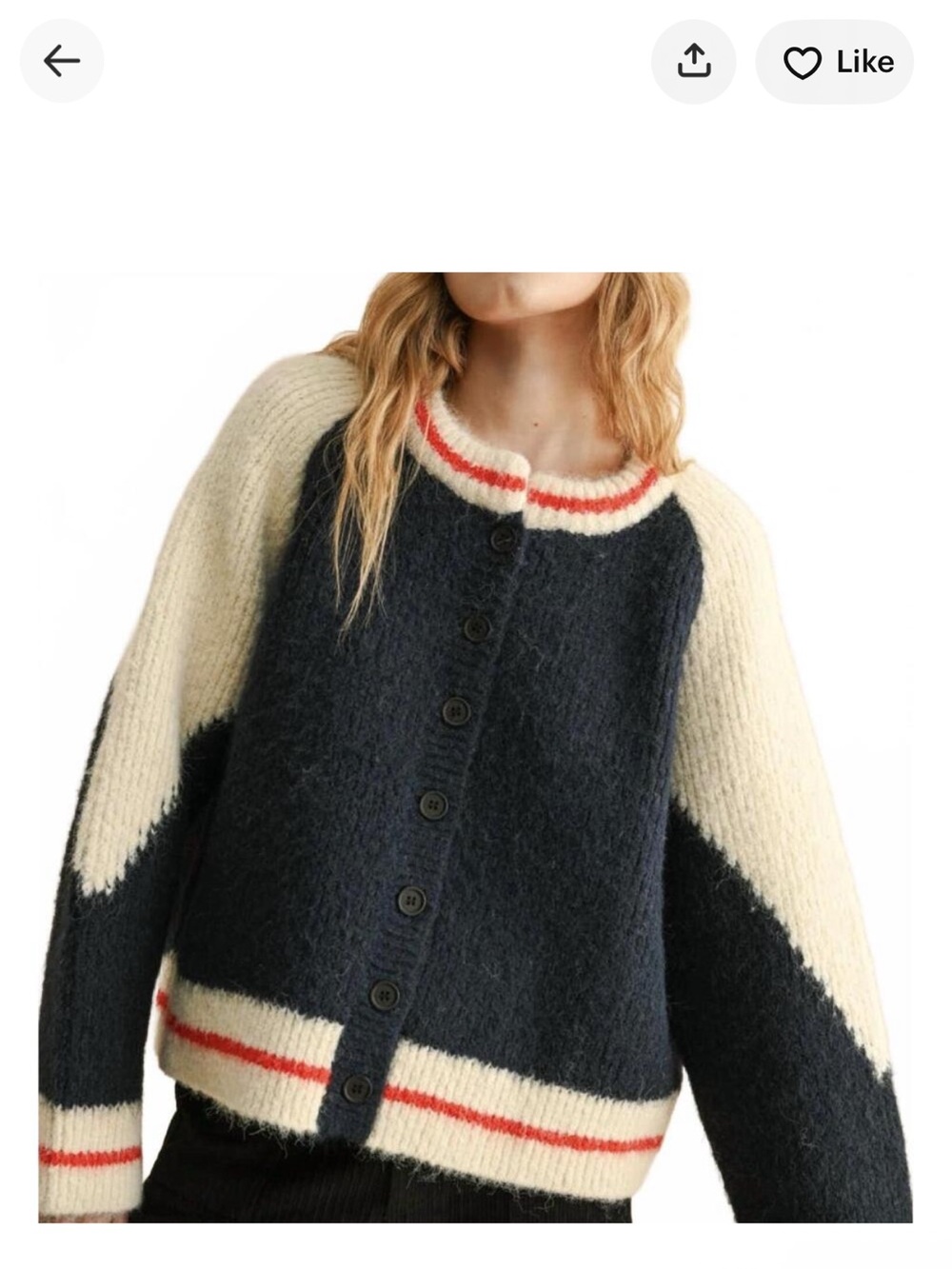 Colorblock Crewneck Cardigan - Picture 4 of 5